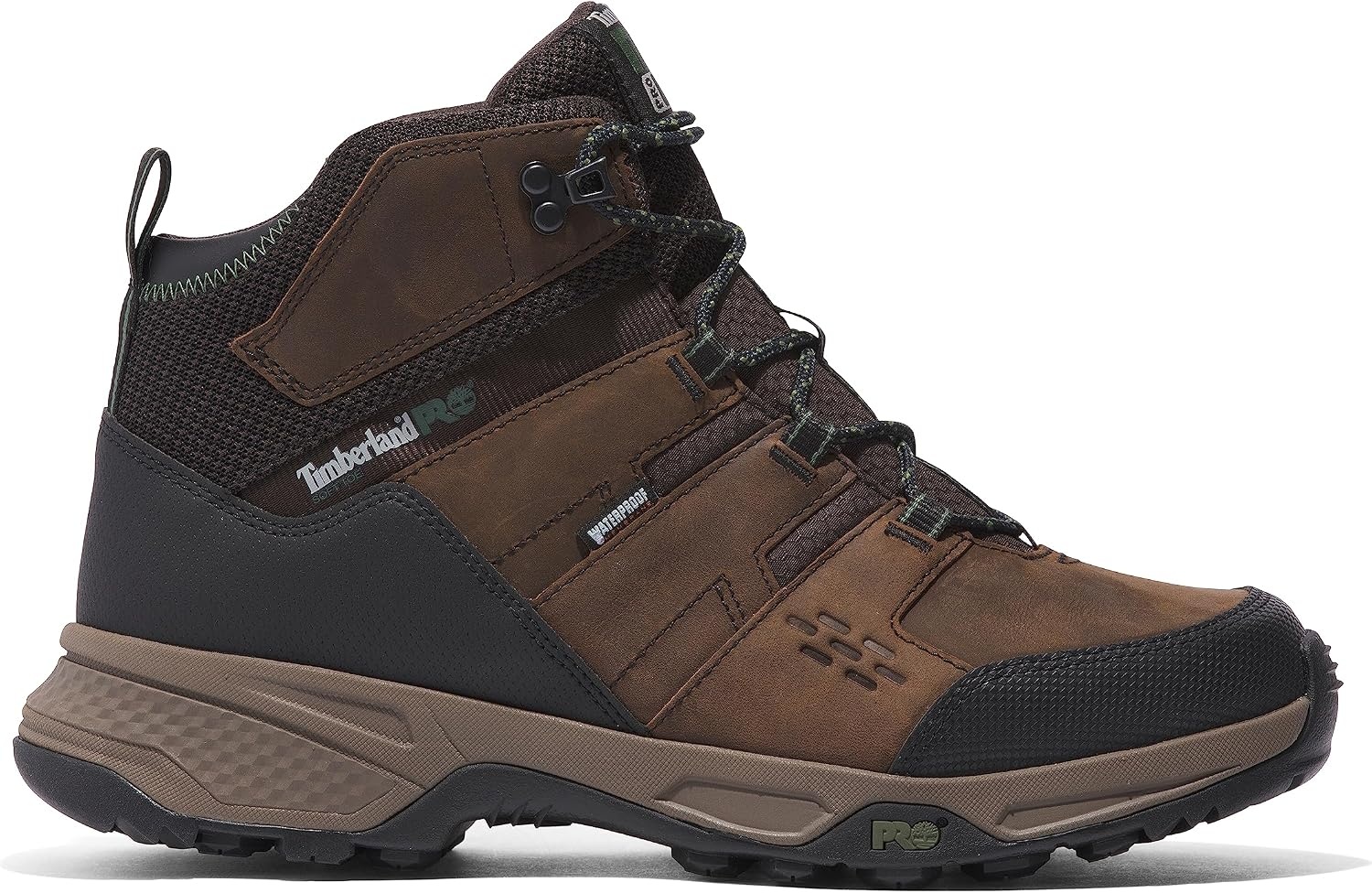 Timberland PRO Switchback LT 6 Inch Soft Toe Waterproof Industrial Work Hiker Boots(Brown/Green V1)
