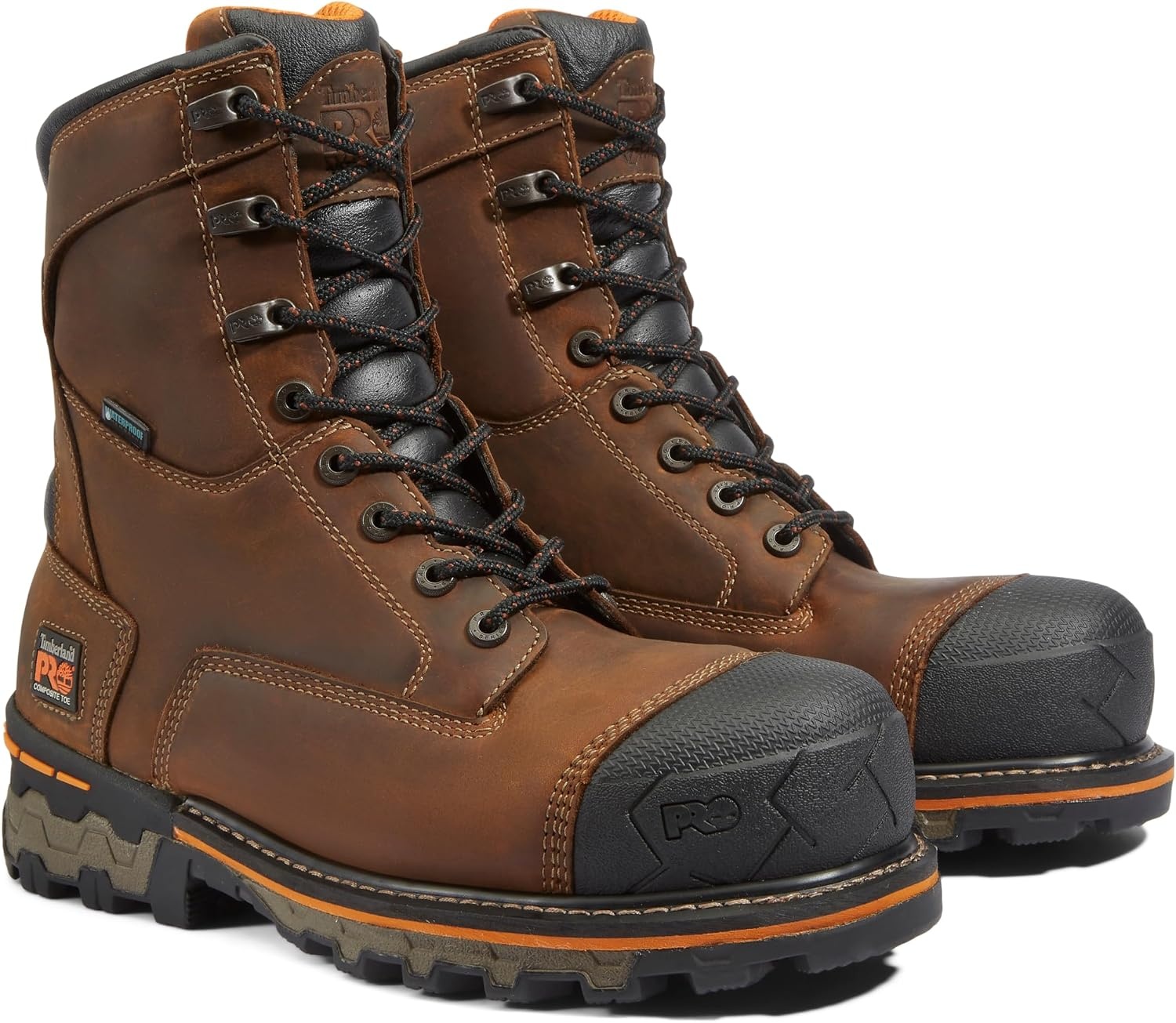 Timberland PRO Men’s Boondock 8 Inch Composite Safety Toe Waterproof Work Boots(Brown-2024 New)