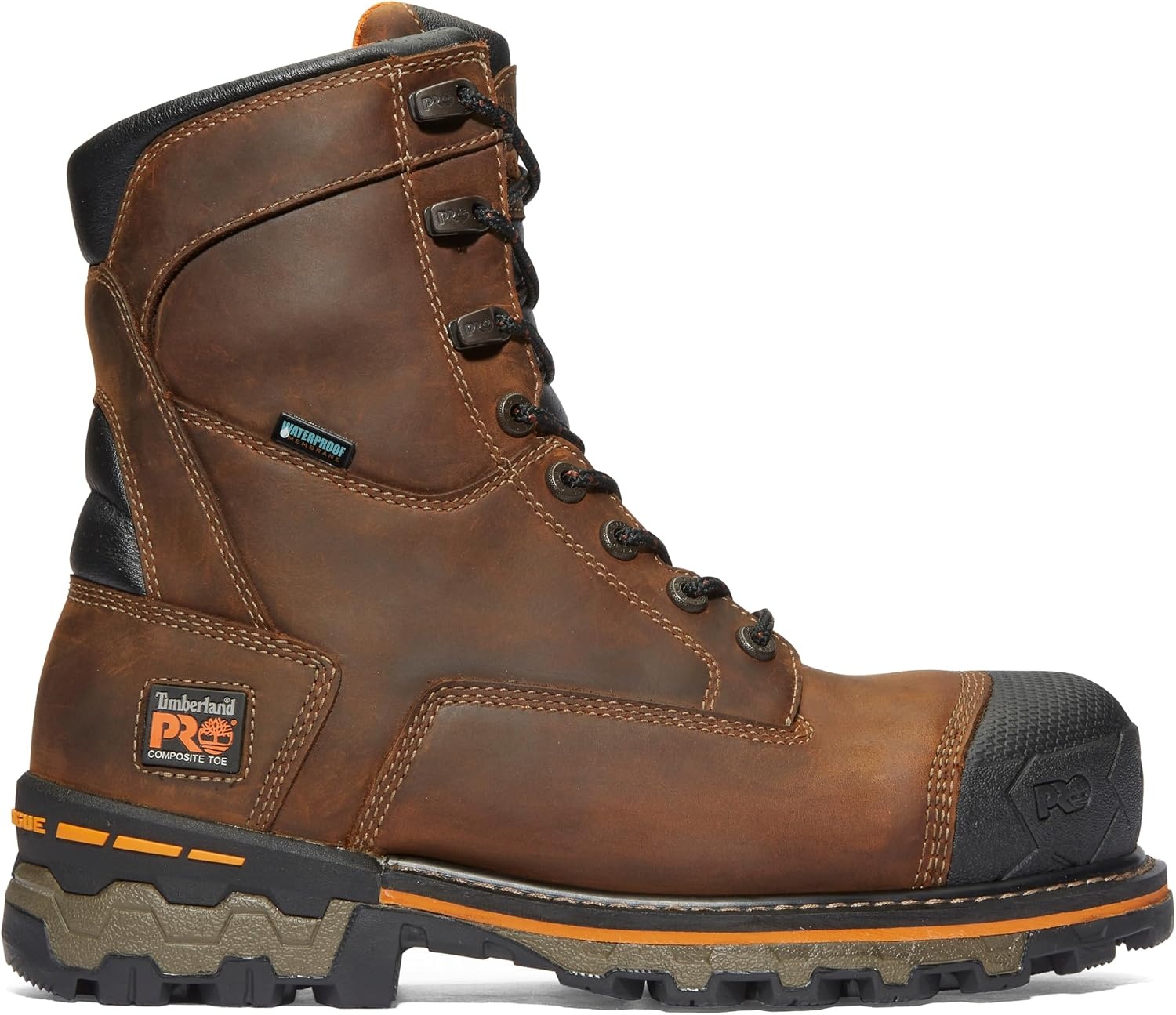 Timberland PRO Men’s Boondock 8 Inch Composite Safety Toe Waterproof Work Boots(Brown-2024 New)