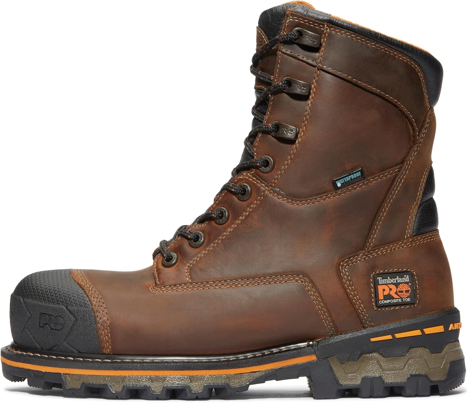 Timberland PRO Men’s Boondock 8 Inch Composite Safety Toe Waterproof Work Boots(Brown-2024 New)