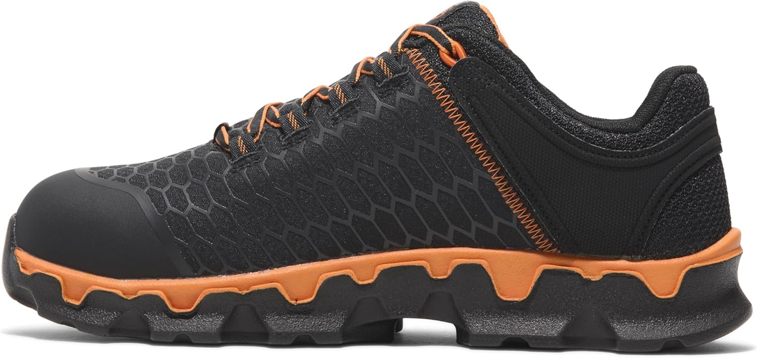 Timberland PRO Men’s Powertrain Sport Alloy Safety Toe Industrial Athletic Work Shoe, Black/Orange-2024 New, 10.5(Black/Orange-2024 New)