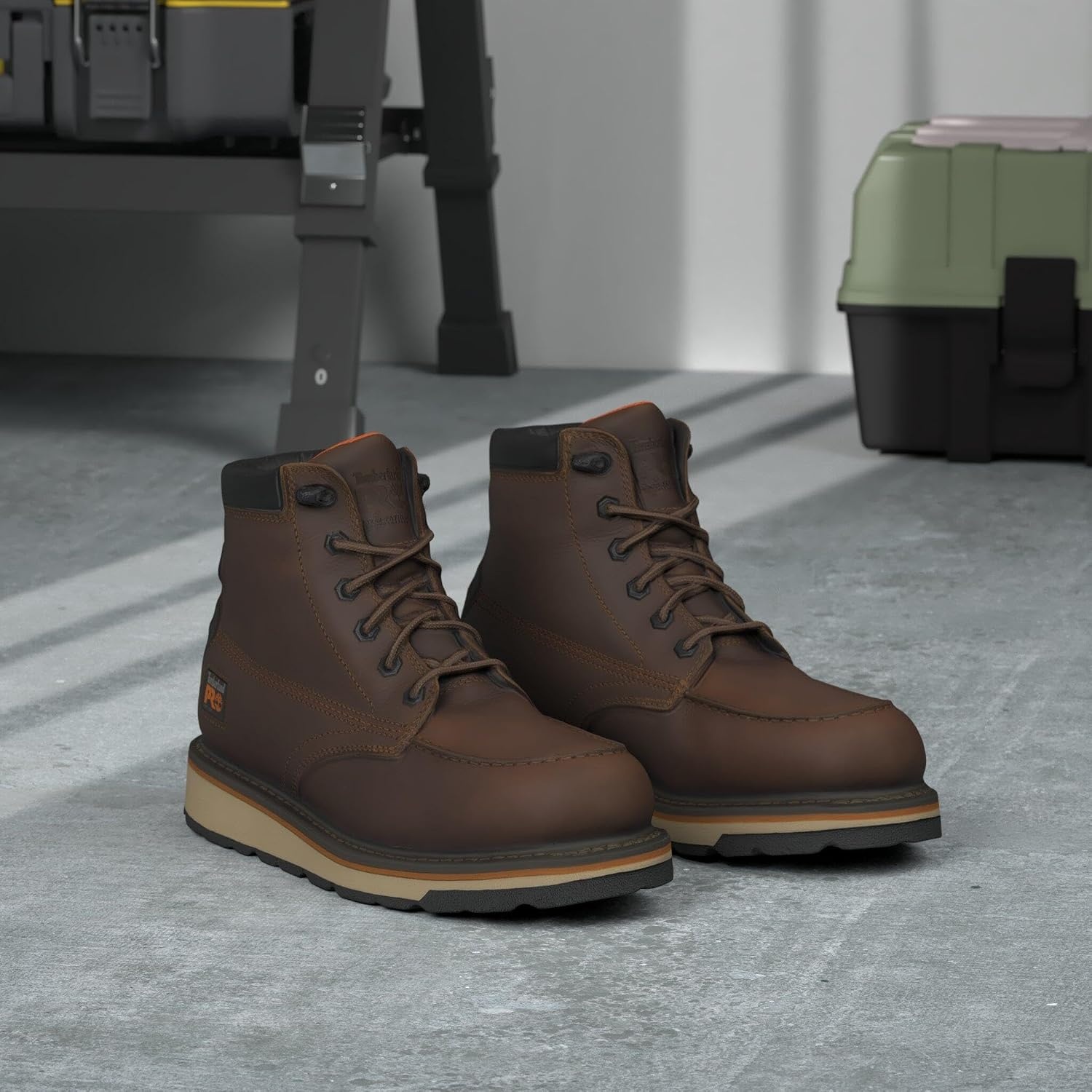 Timberland PRO mens Gridworks Wedge 6 Inch Moc Soft Toe Waterproof Industrial Work Boot(Tempest Rancher Brown V1)