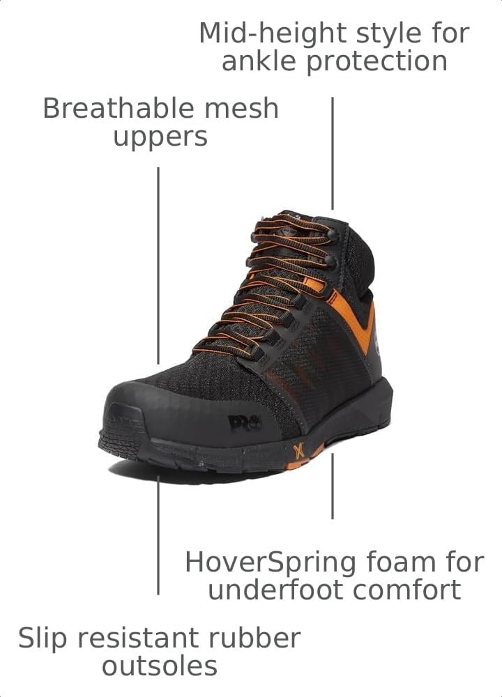 Timberland PRO Radius Mid Composite Safety Toe(Black/Orange-2024 New)