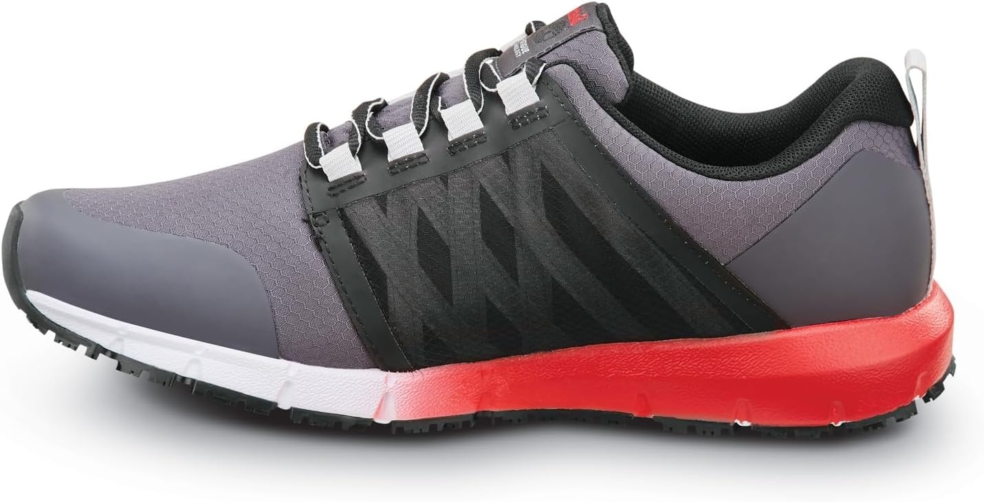 Timberland PRO Radius, Men’s, Soft Toe, EH, MaxTrax Slip Resistant, Athletic, Work Shoe(Asphalt/True Red)