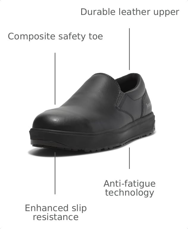 Timberland PRO Men’s Berkley Slip-on Composite Safety Toe Static Dissipative Industrial Casual Work Shoe(Black V1)