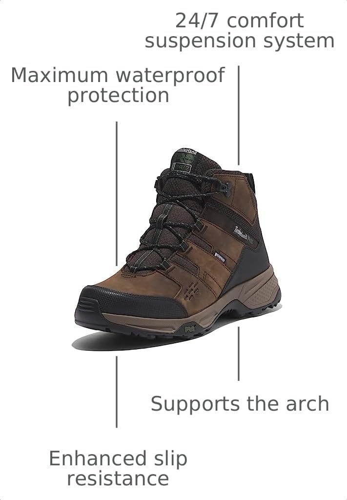 Timberland PRO Switchback LT 6 Inch Soft Toe Waterproof Industrial Work Hiker Boots(Brown/Green)