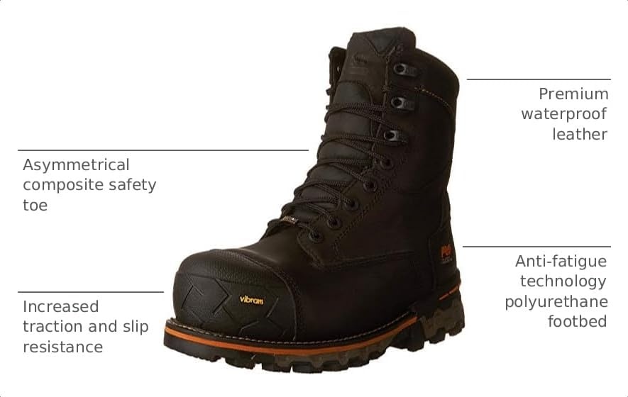 Timberland PRO Men’s Boondock 8″ Composite Toe Puncture Resistant Waterproof Industrial Boot(Black V1)
