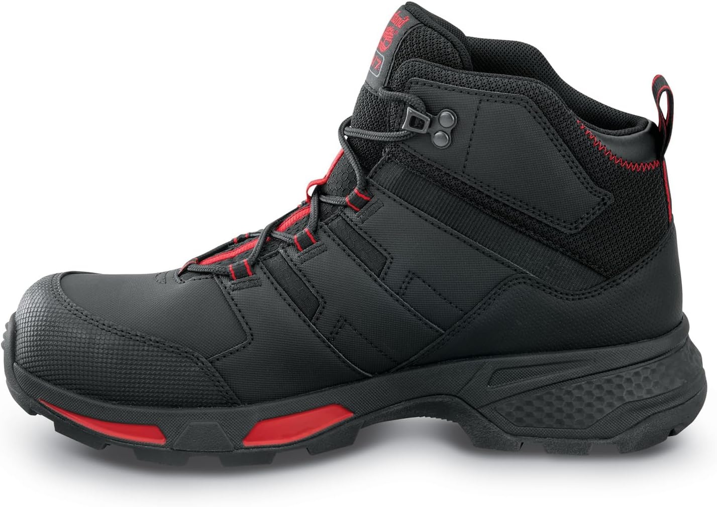 Timberland PRO Men’s Switchback LT Comp Toe Waterproof Hiker Work Boots(Black/Red)