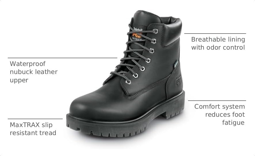 Timberland PRO Men’s Direct Attach 6 Inch Soft-toe Insulated Waterproof Industrial Work Boot(Black)