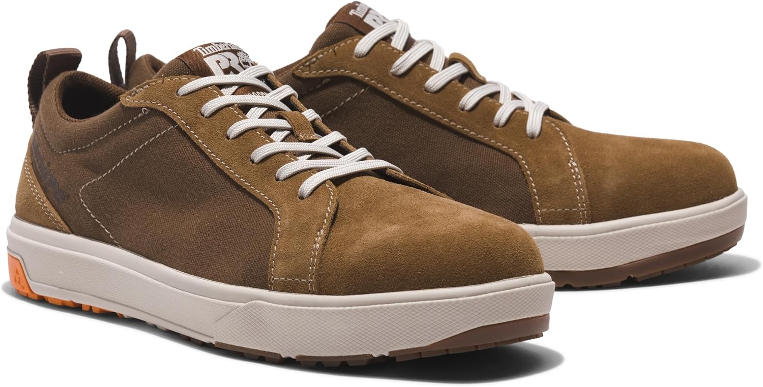 Timberland PRO Men’s Berkley Oxford Composite Safety Toe Work Shoes(Brown/Beige)