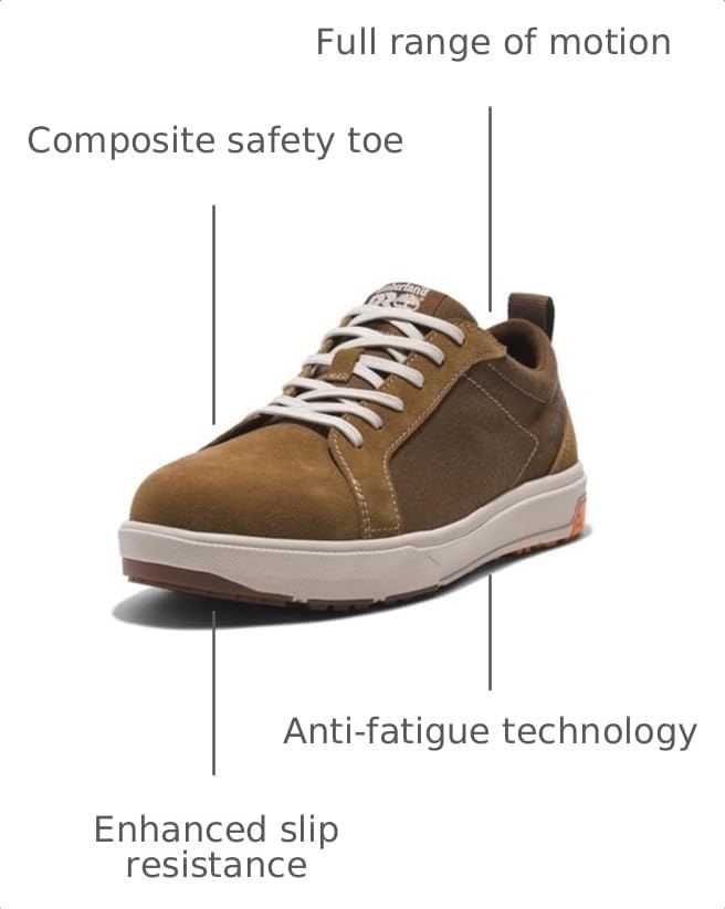 Timberland PRO Men’s Berkley Oxford Composite Safety Toe Work Shoes(Brown/Beige)