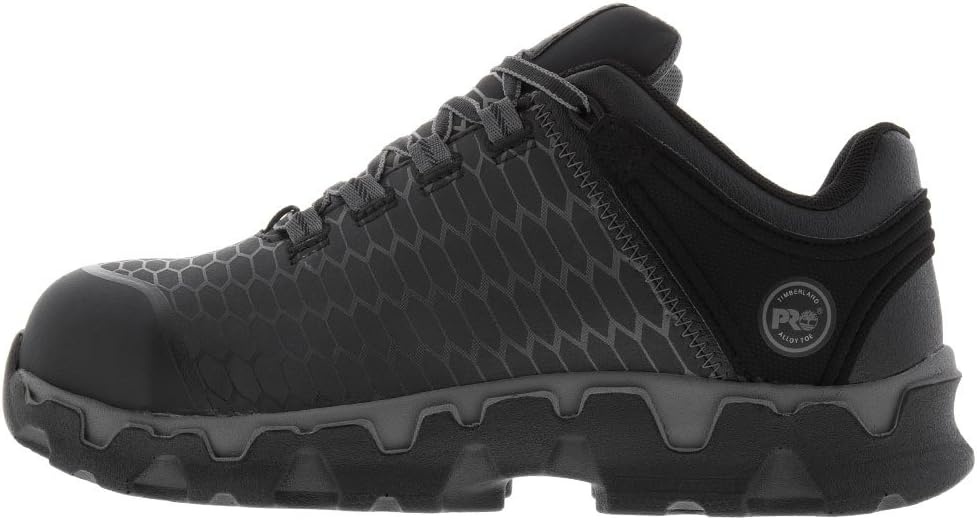 Timberland PRO Men’s Powertrain Sport Alloy Safety Toe Industrial Athletic Work Shoe, Black/Orange-2024 New, 10.5(Black Raptek V1)