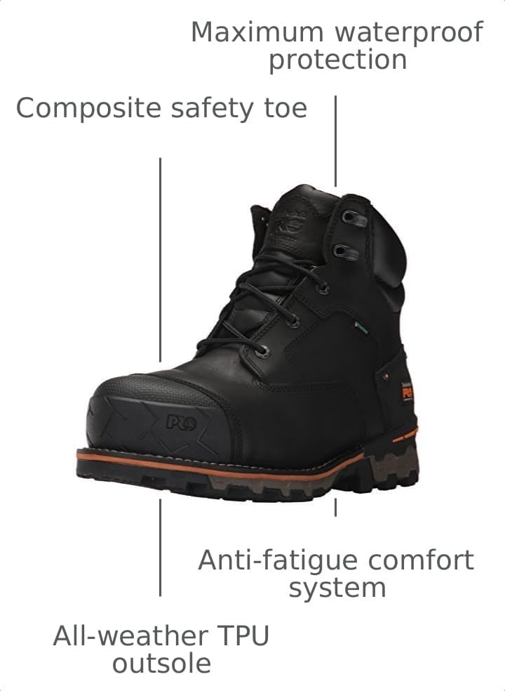 Timberland PRO Men’s Boondock 6 Inch Composite Safety Toe Waterproof Industrial Work Boot(Black: Black)