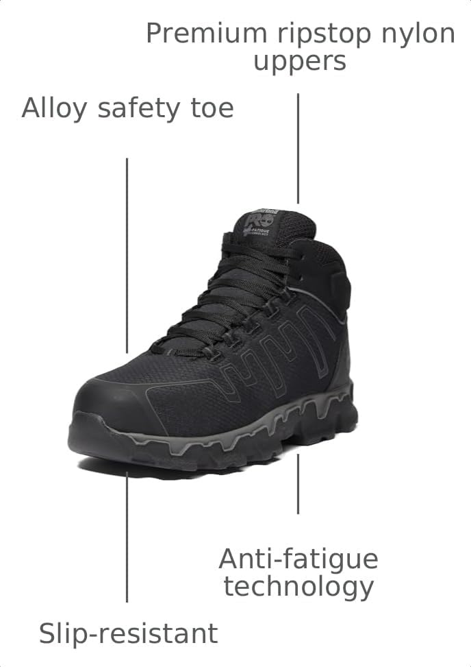 Timberland PRO Men’s Powertrain Alloy Toe Hiker Shoes(Black/Grey)