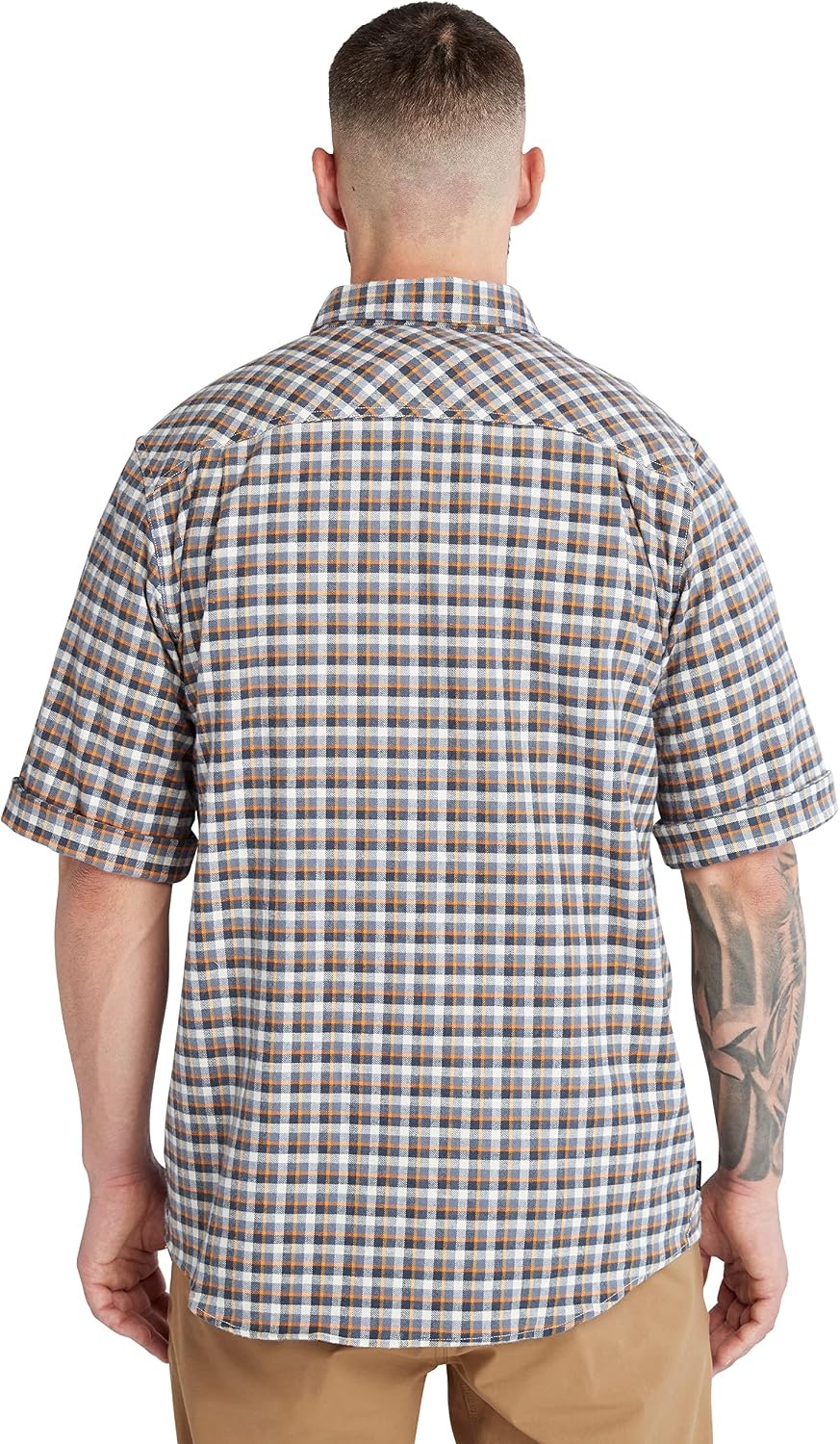 Timberland PRO Men’s Woodfort Short-Sleeve Lightweight Flannel Flex Shirt(Black Iris Yd)