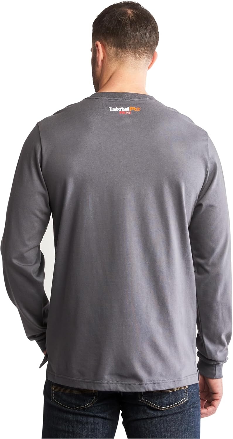 Timberland PRO Big & Tall FR Cotton Core Pocket Logo Long Sleeve T-Shirt(Charcoal)