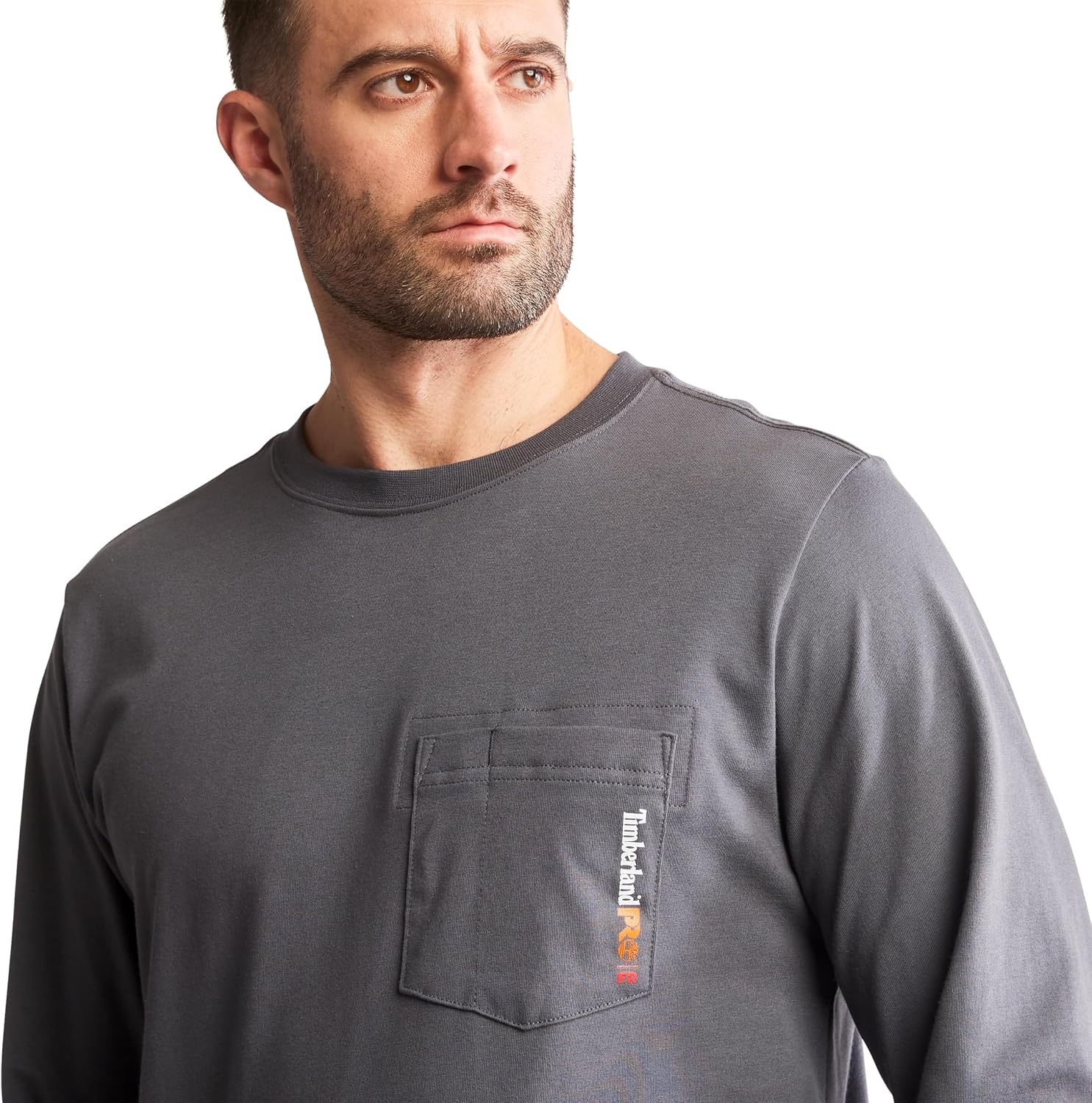 Timberland PRO Big & Tall FR Cotton Core Pocket Logo Long Sleeve T-Shirt(Charcoal)