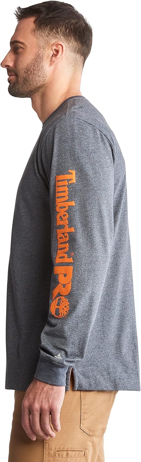 Timberland PRO Base Plate Blended Long Sleeve T-Shirt with Logo(Navy Heather)