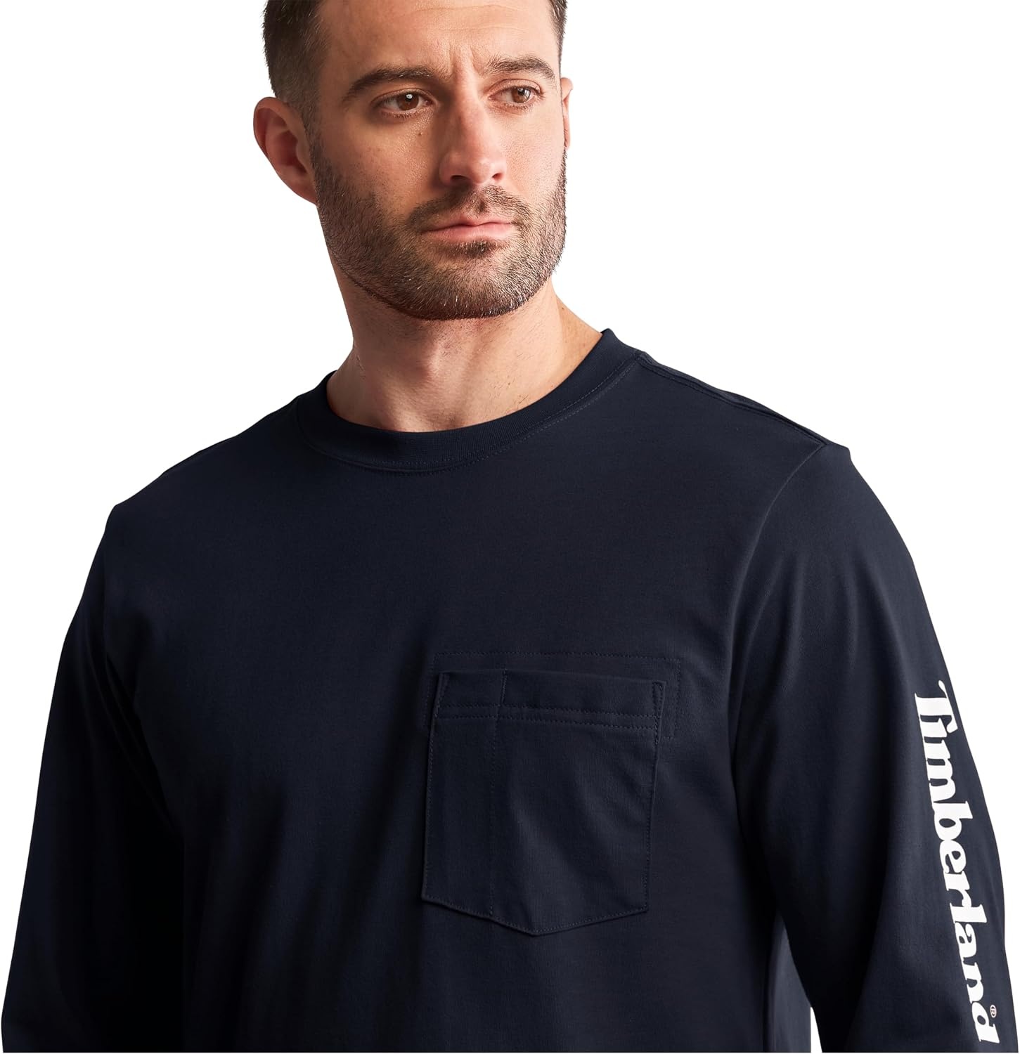 Timberland PRO Men’s Fr Cotton Core Flame Resistant Long-Sleeve Logo T-Shirt(Navy)