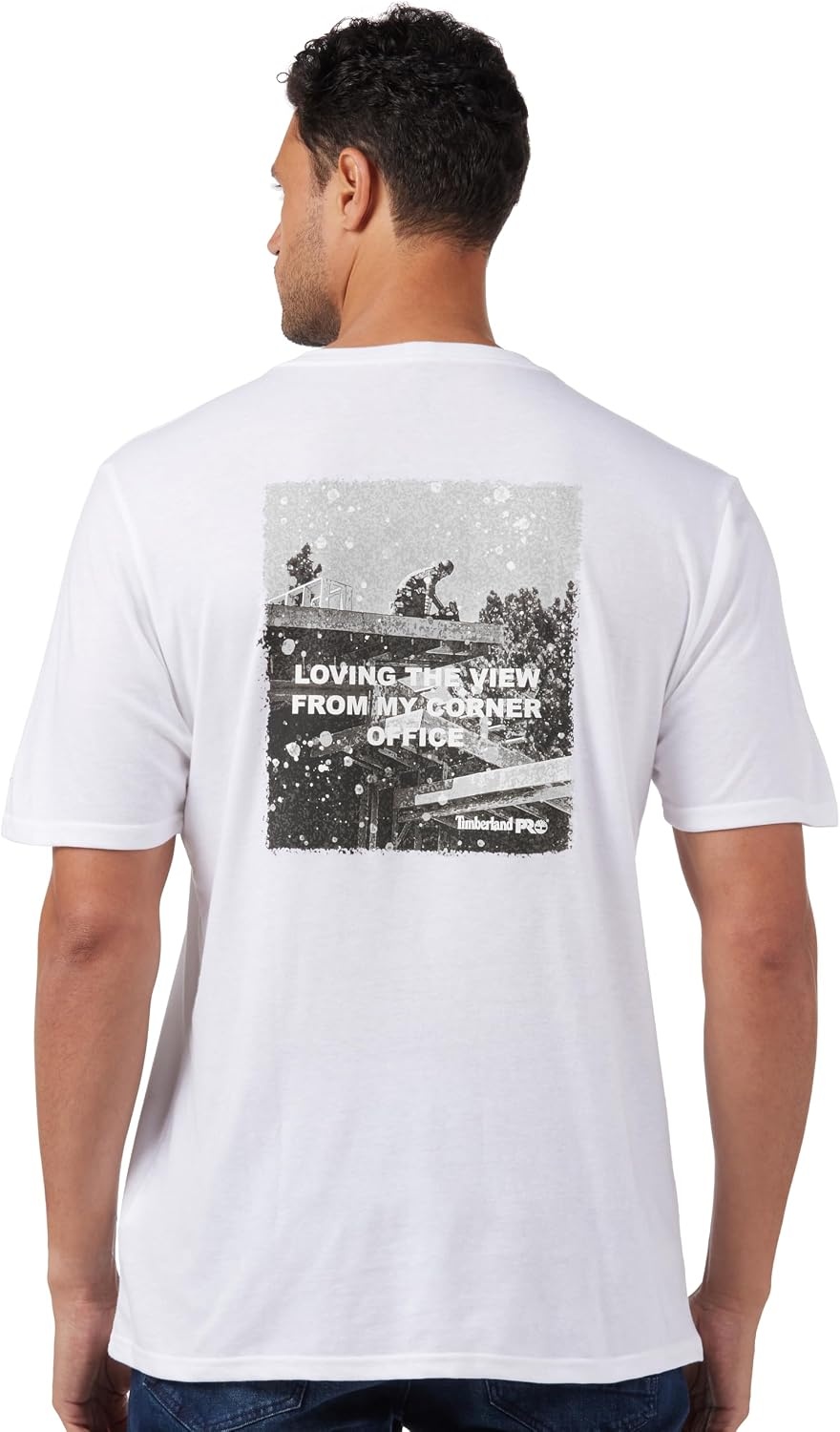 Timberland PRO Men’s Base Plate Lw Corner Office Graphic Short Sleeve T-Shirt(White)