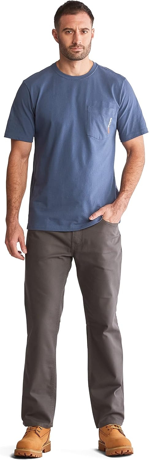 Timberland PRO Men’s Base Plate Blended Short-Sleeve T-Shirt(Vintage Indigo)