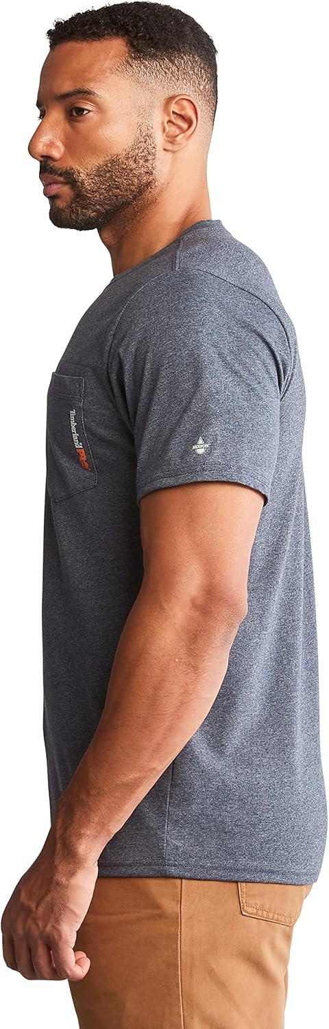 Timberland PRO Men’s Base Plate Blended Short-Sleeve T-Shirt(Navy Heather)