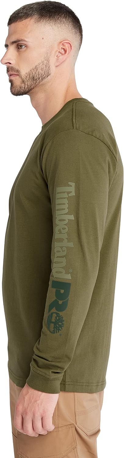 Timberland PRO Men’s Core Logo Long-Sleeve T-Shirt(Olive Night)