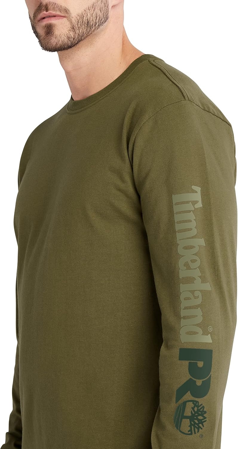 Timberland PRO Men’s Core Logo Long-Sleeve T-Shirt(Olive Night)