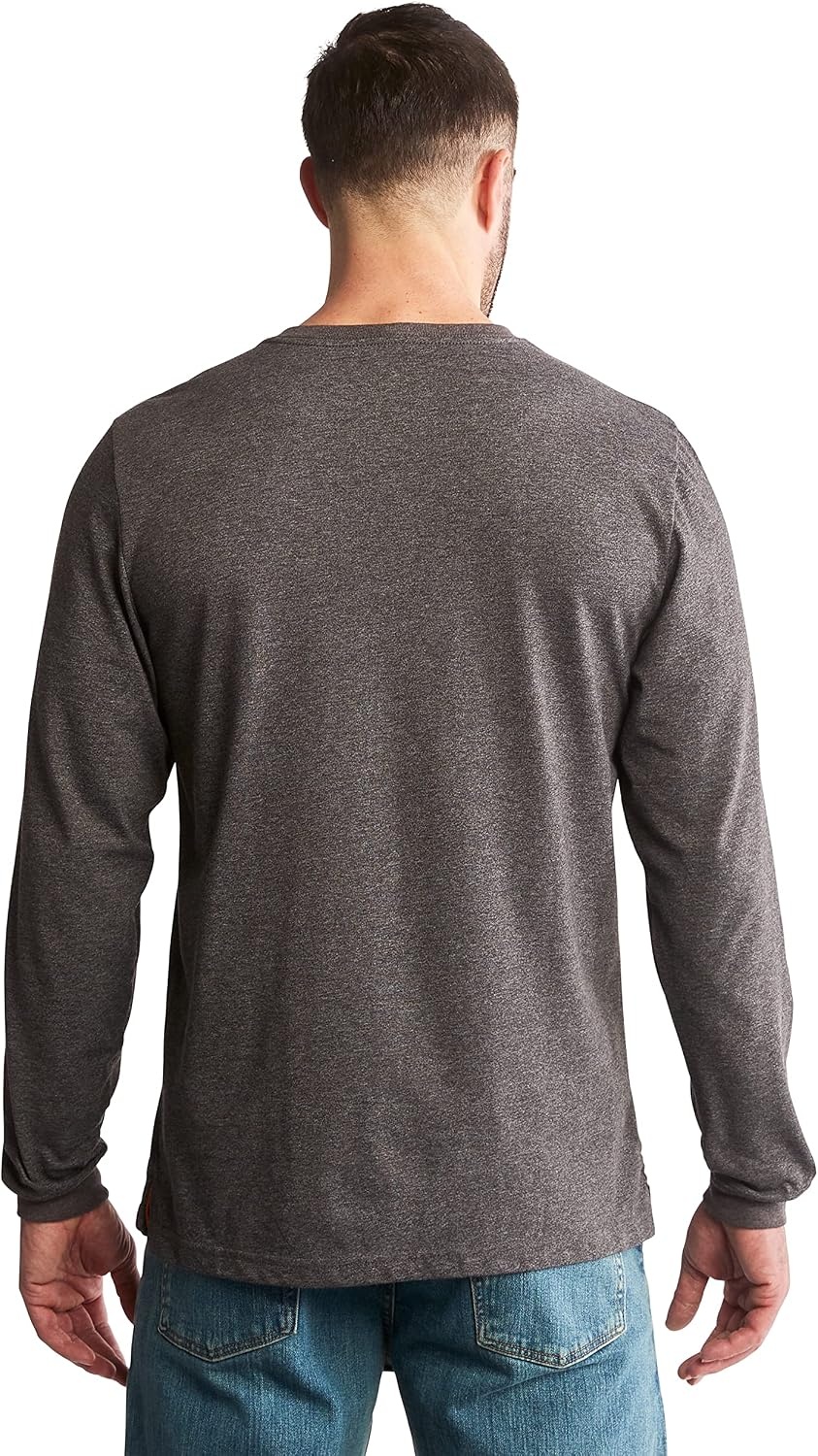 Timberland PRO Base Plate Blended Long Sleeve T-Shirt with Logo(Dark Charcoal Heather)