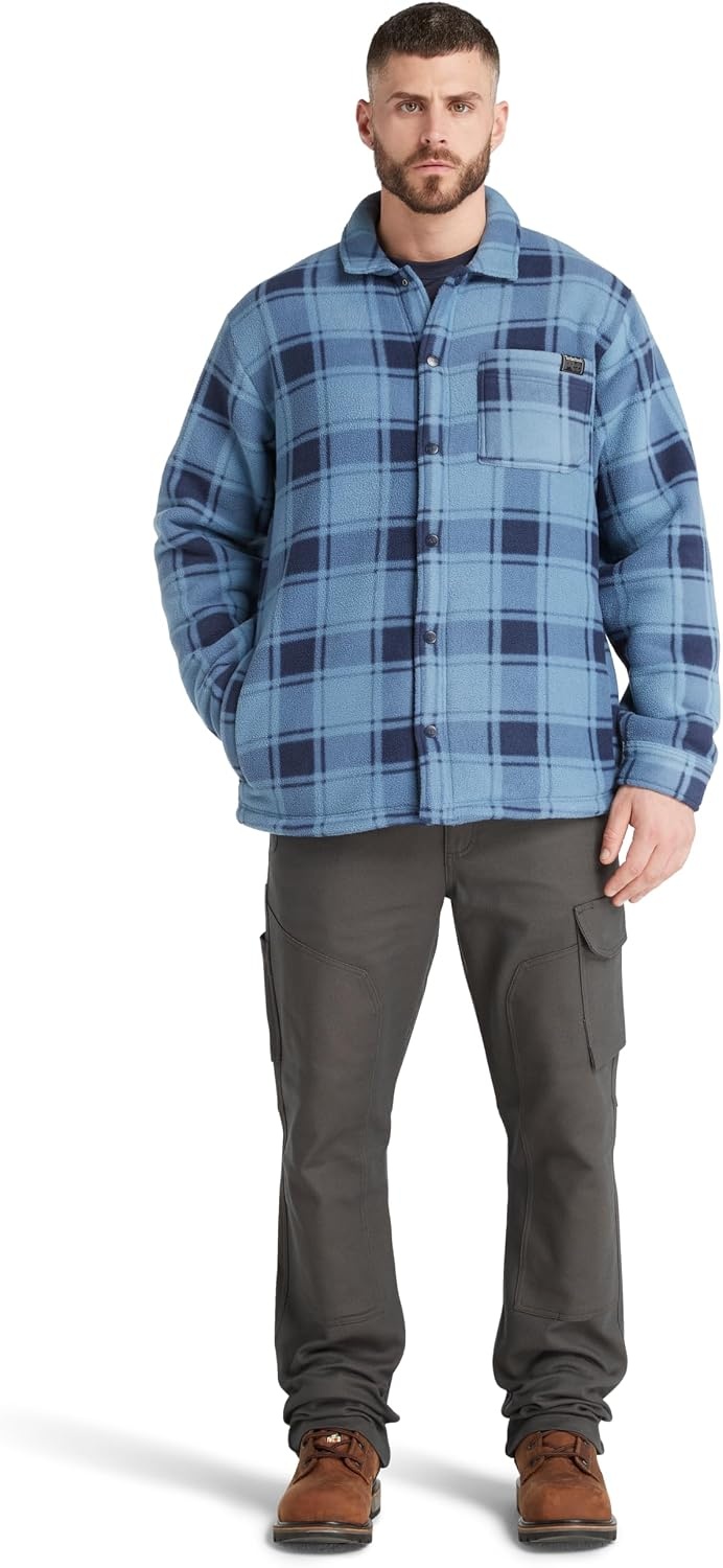 Timberland PRO Men’s Gritman Check Heavy-Weight Fleece Shirt(Vintage Indigo Tartan)