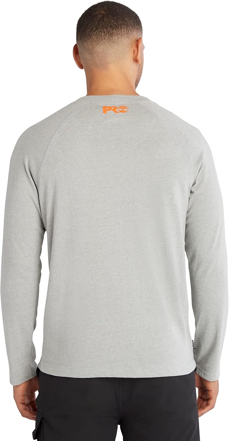 Timberland PRO Men’s Core Refelctive Pro Logo Long-Sleeve T-Shirt(Medium Grey Heather)