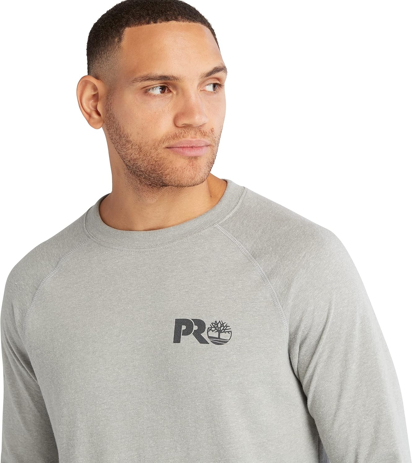 Timberland PRO Men’s Core Refelctive Pro Logo Long-Sleeve T-Shirt(Medium Grey Heather)