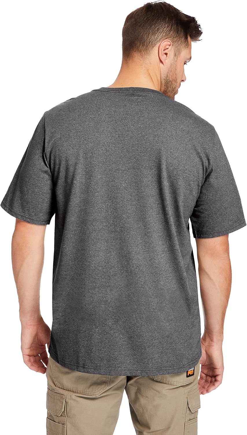 Timberland PRO Men’s Base Plate Blended Short-Sleeve T-Shirt(Dark Charcoal H)