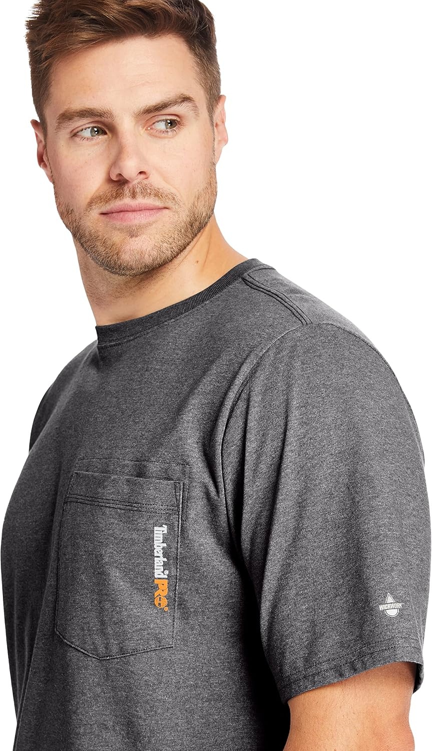 Timberland PRO Men’s Base Plate Blended Short-Sleeve T-Shirt(Dark Charcoal H)