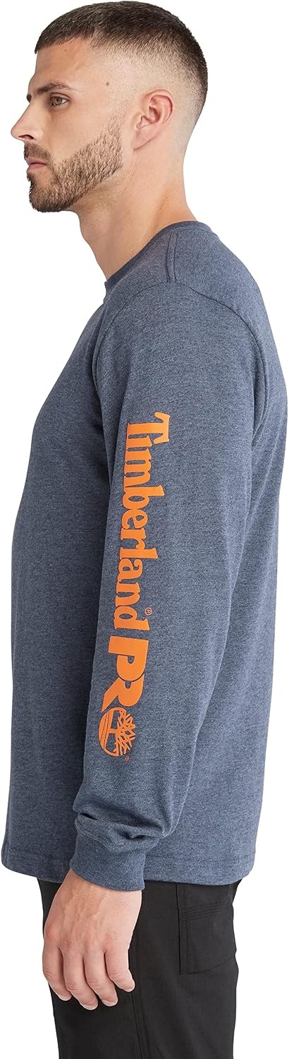 Timberland PRO Men’s Core Logo Long-Sleeve T-Shirt(Black Iris Heather)