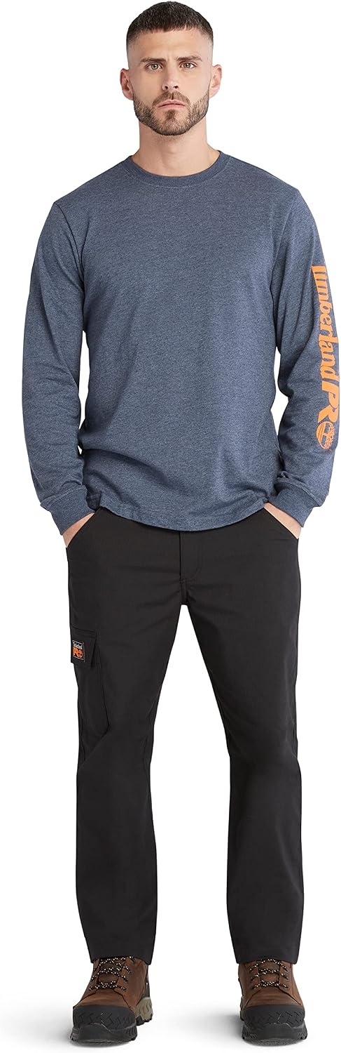 Timberland PRO Men’s Core Logo Long-Sleeve T-Shirt(Black Iris Heather)