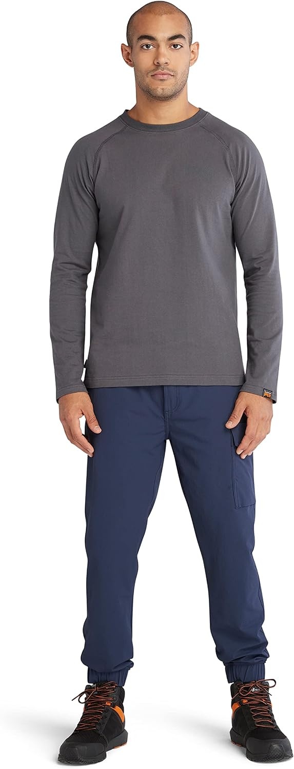 Timberland PRO Men’s Core Refelctive Pro Logo Long-Sleeve T-Shirt(Asphalt)