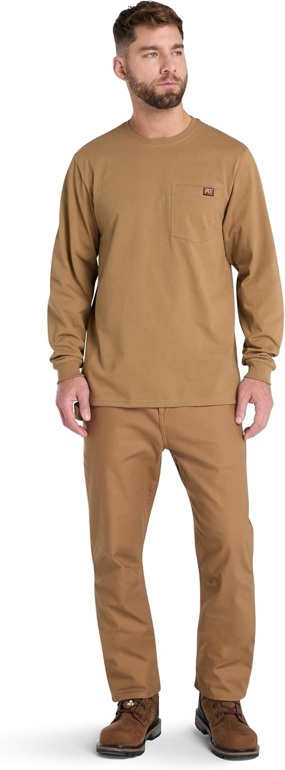 Timberland unisex-adult Core Pocket Long-sleeve T-shirtOutdoors Equipment(Dark Wheat)