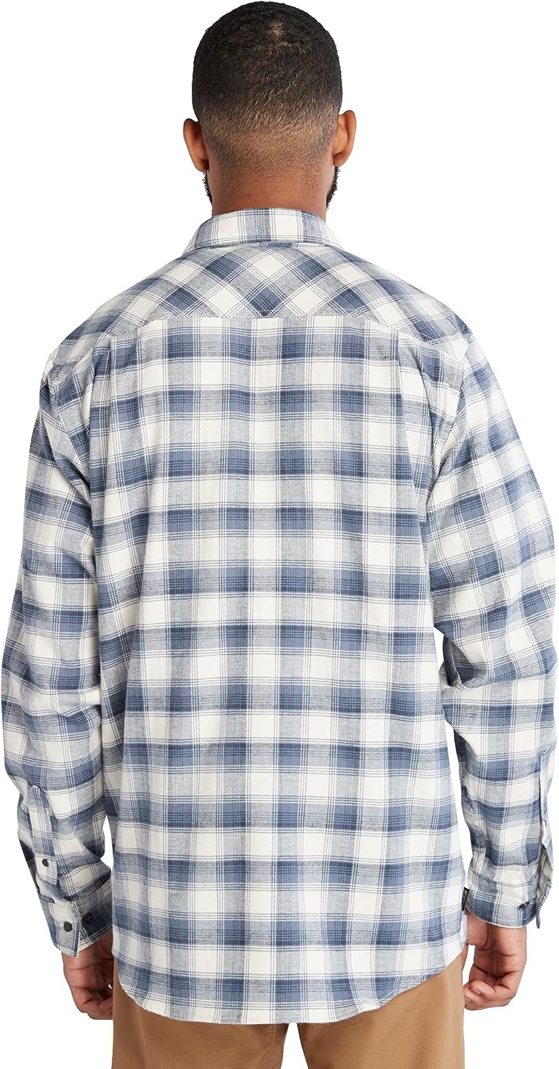 Timberland PRO Unisex-Adult Woodfort Long-Sleeve Lightweight Flannel Flex Shirt(Vintage Indigo Yd)