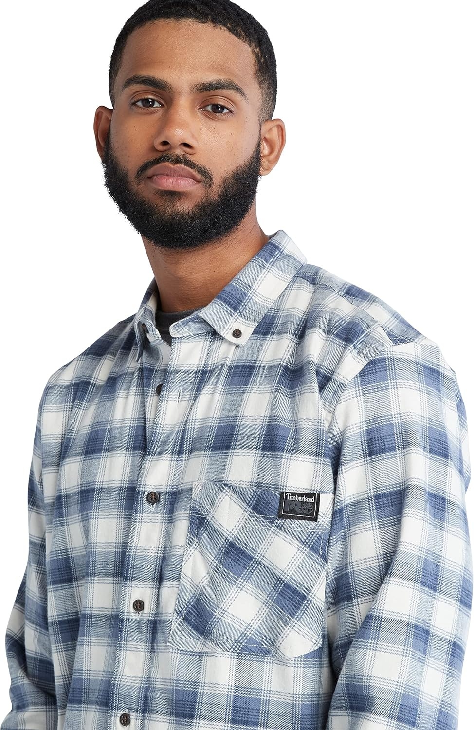 Timberland PRO Unisex-Adult Woodfort Long-Sleeve Lightweight Flannel Flex Shirt(Vintage Indigo Yd)