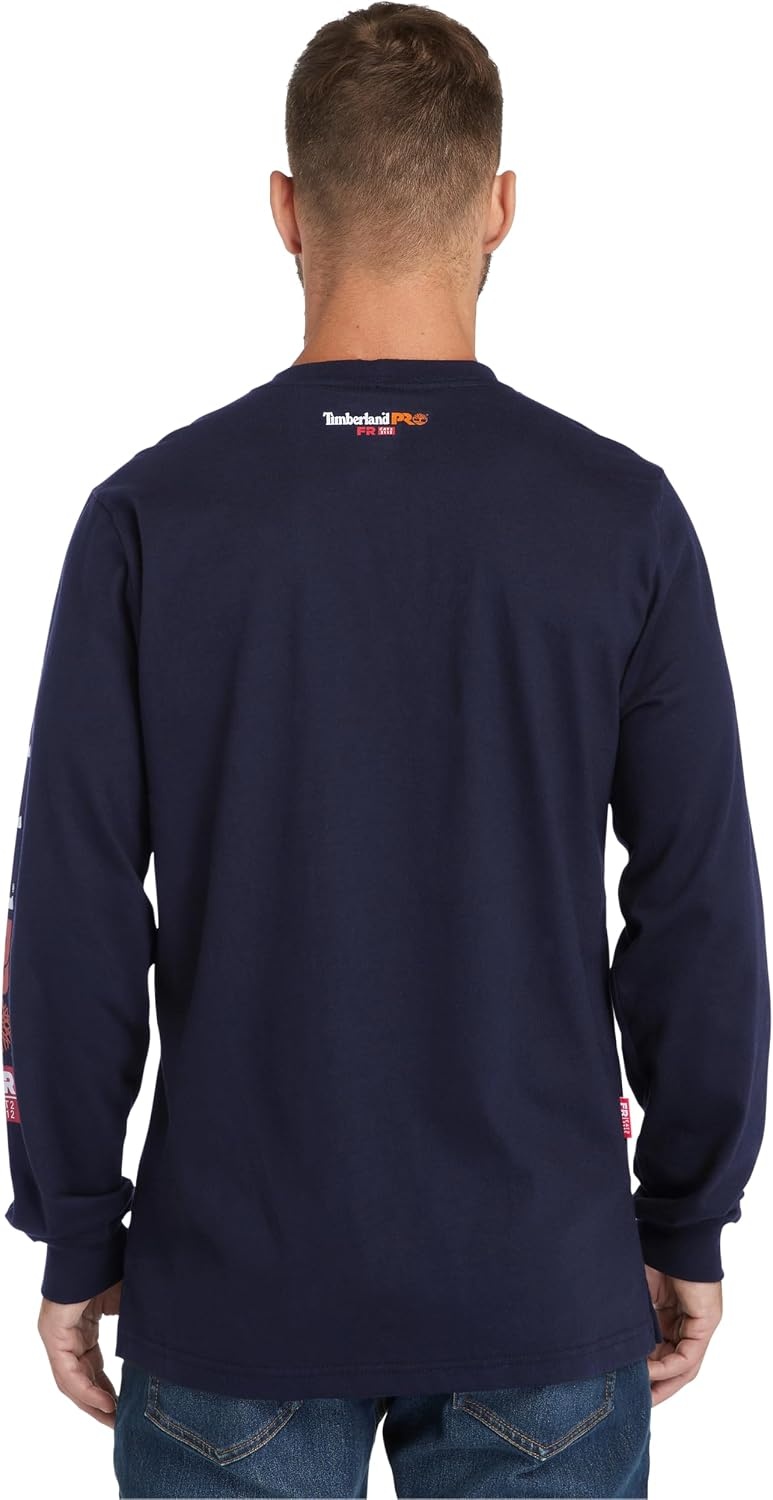 Timberland PRO unisex-adult mens Fr Cotton Core Flame Resistant Long-sleeve Pocket T-shirt(Navy)