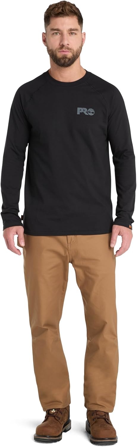 Timberland PRO Men’s Core Refelctive Pro Logo Long-Sleeve T-Shirt(Black)