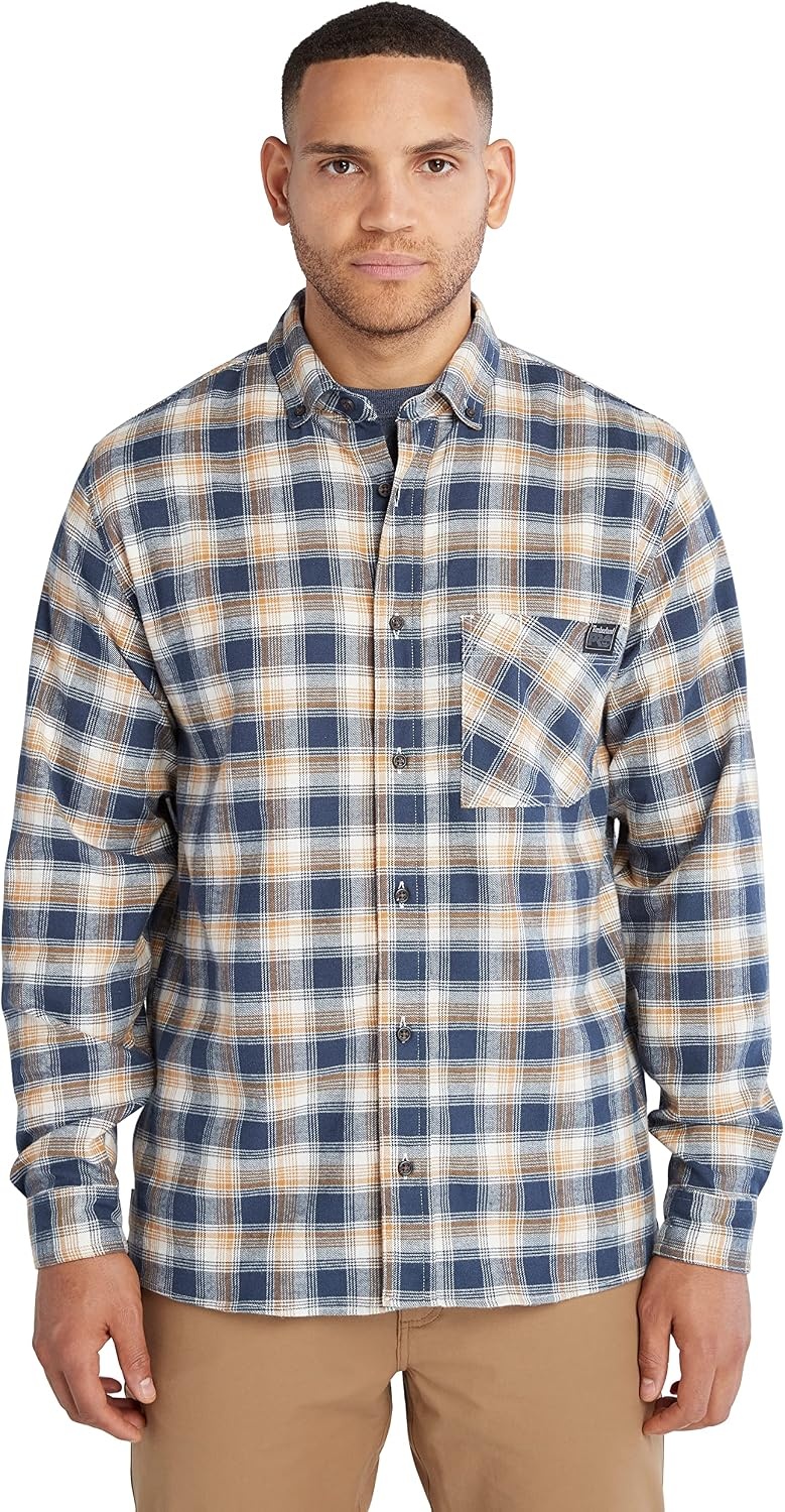 Timberland PRO Unisex-Adult Woodfort Long-Sleeve Lightweight Flannel Flex Shirt(Wheat Boot Yd)