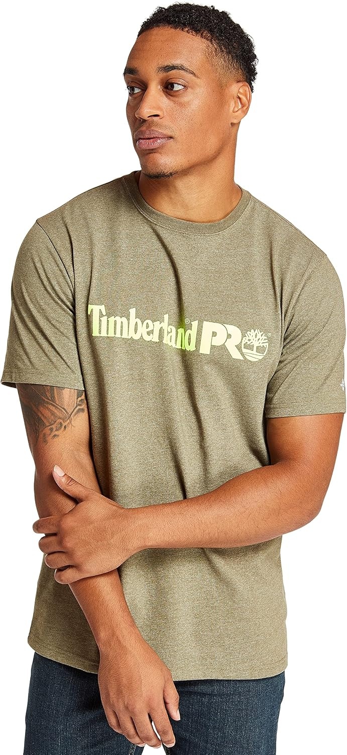 Timberland PRO Base Plate Short Sleeve T-Shirt with Logo(Burnt Olive Heather)