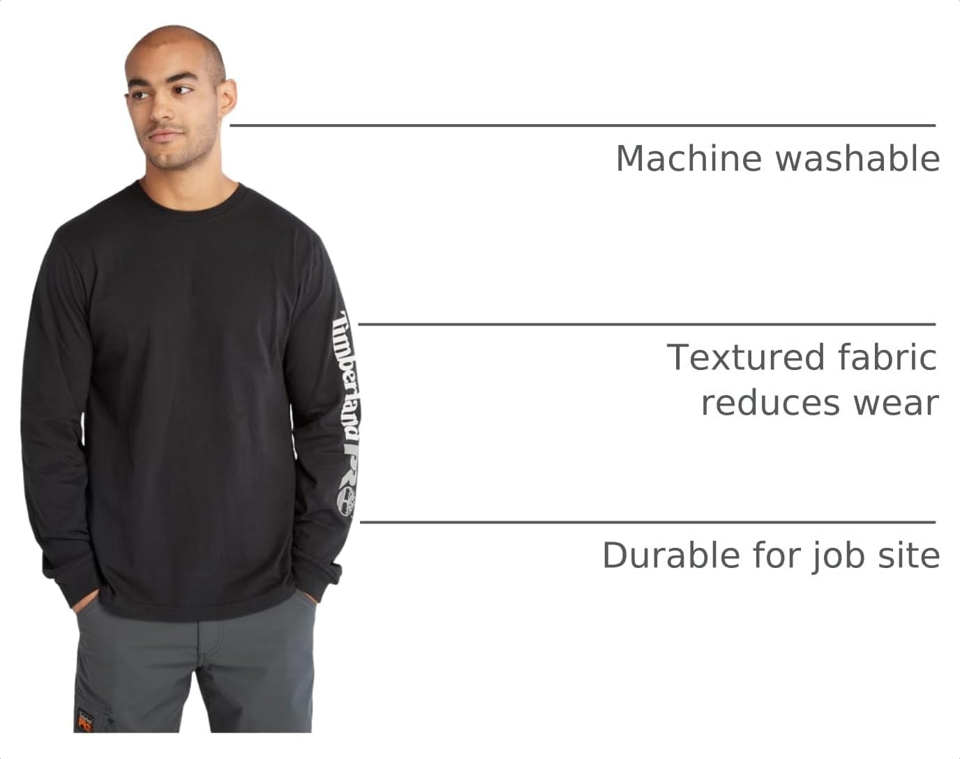 Timberland PRO Men’s Core Logo Long-Sleeve T-Shirt(Black)