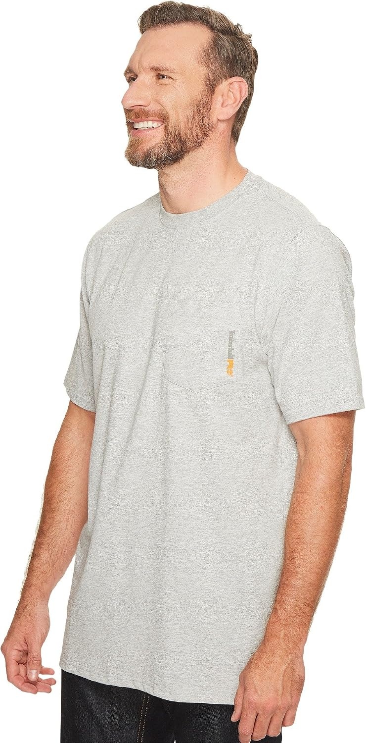Timberland PRO Men’s Base Plate Blended Short-Sleeve T-Shirt(Light Grey Heather)