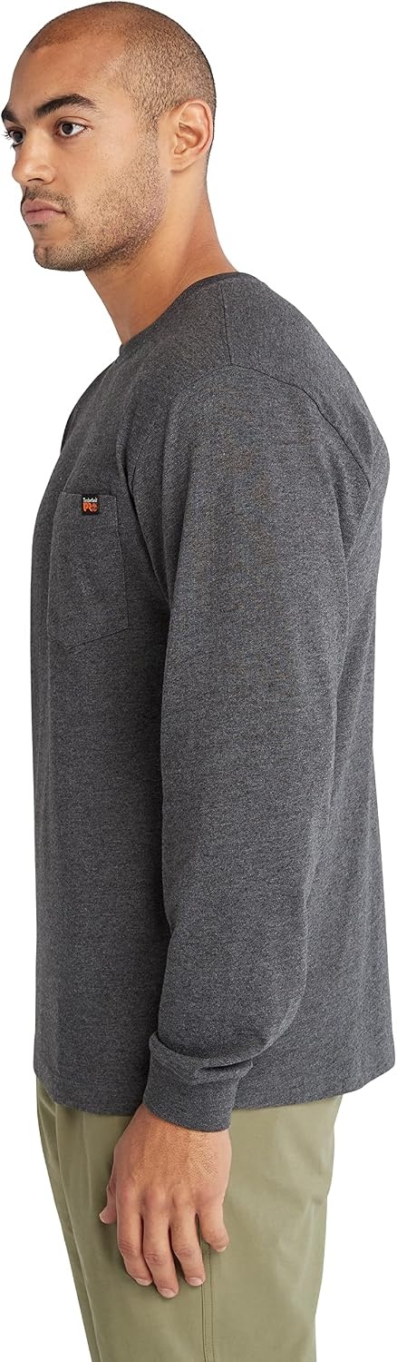 Timberland unisex-adult Core Pocket Long-sleeve T-shirtOutdoors Equipment(Deepest Grey Heather)