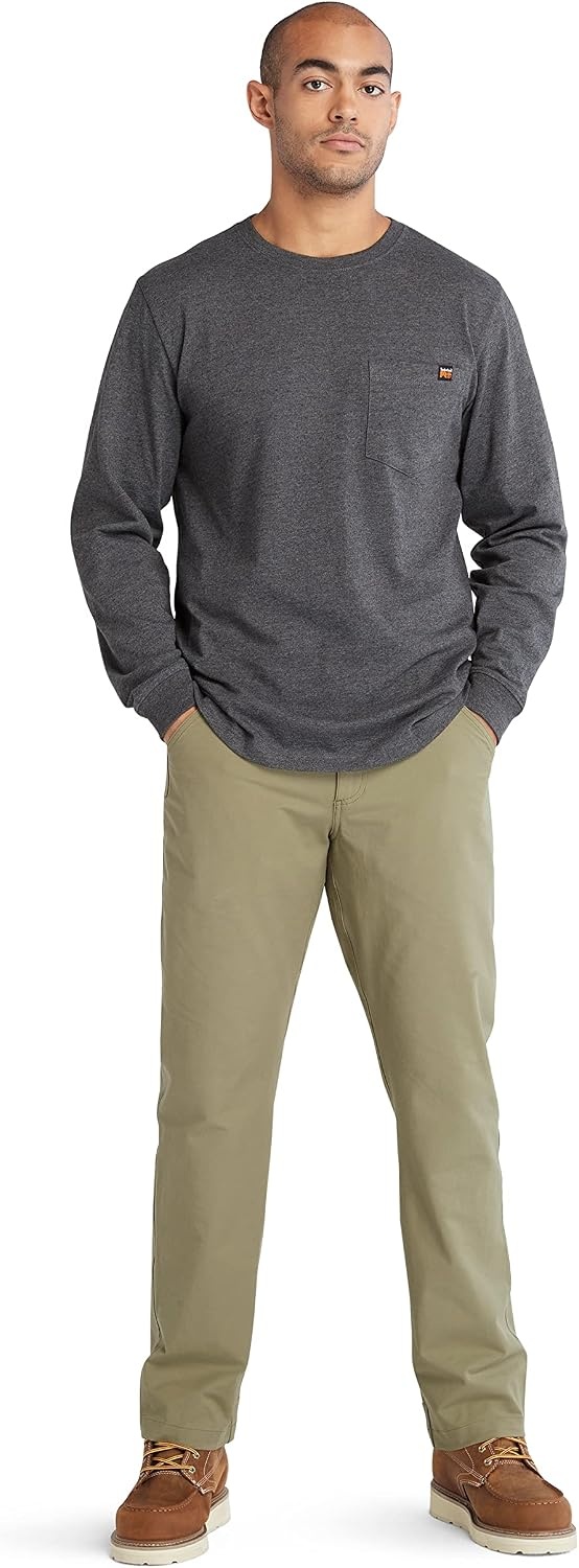 Timberland unisex-adult Core Pocket Long-sleeve T-shirtOutdoors Equipment(Deepest Grey Heather)