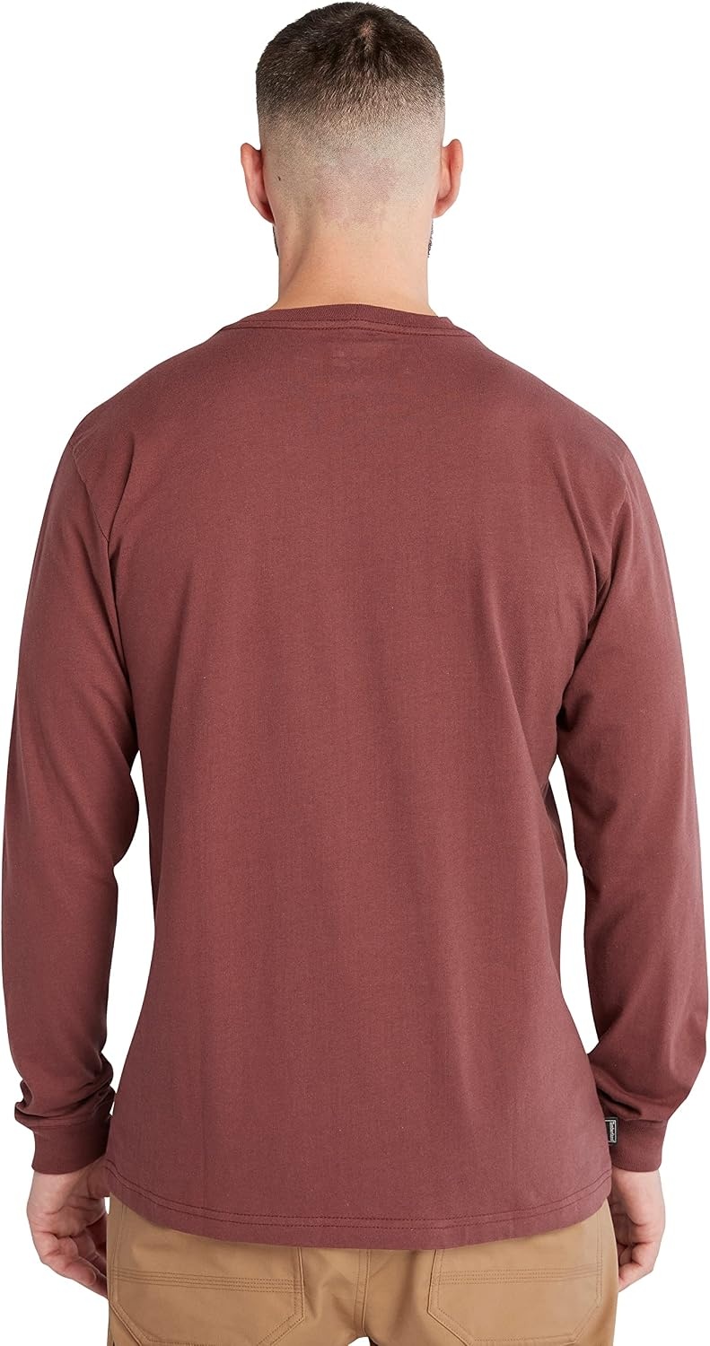 Timberland PRO Men’s Core Logo Long-Sleeve T-Shirt(Maroon)