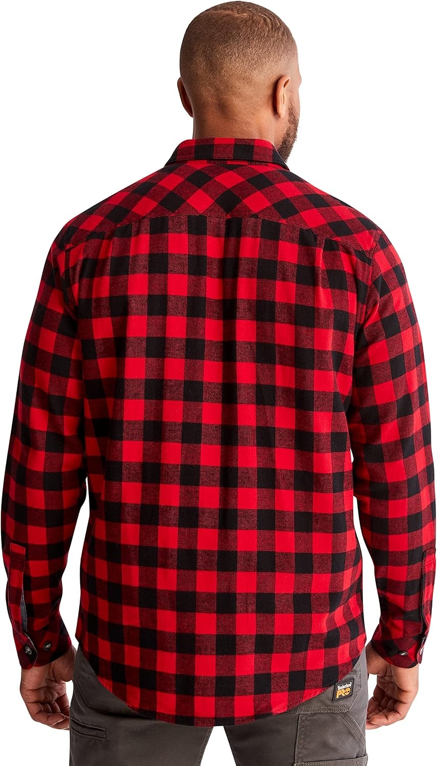 Timberland PRO Woodfort Mid-Weight Flannel Work Shirt(Classic Red Buffalo Check)